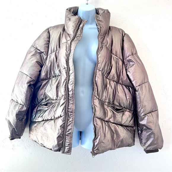 CARRE NOIR Metallic Bronze Puffer Jacket Womens Size L - Picture 3 of 10